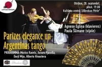 28. septembrī koncertprogramma “Parīzes elegance un Argentīnas tango”, KC "Ulbrokas Pērle"
